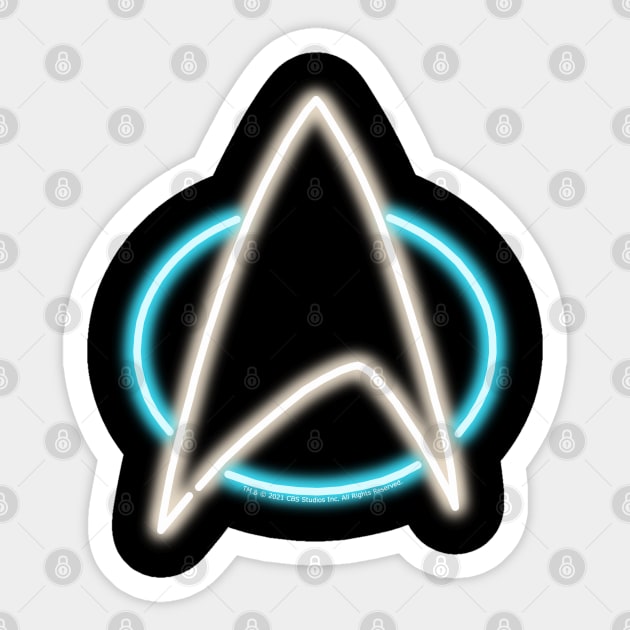 Blue Neon Star Trek Next Generation Communicator Badge Top Left Sticker by gkillerb